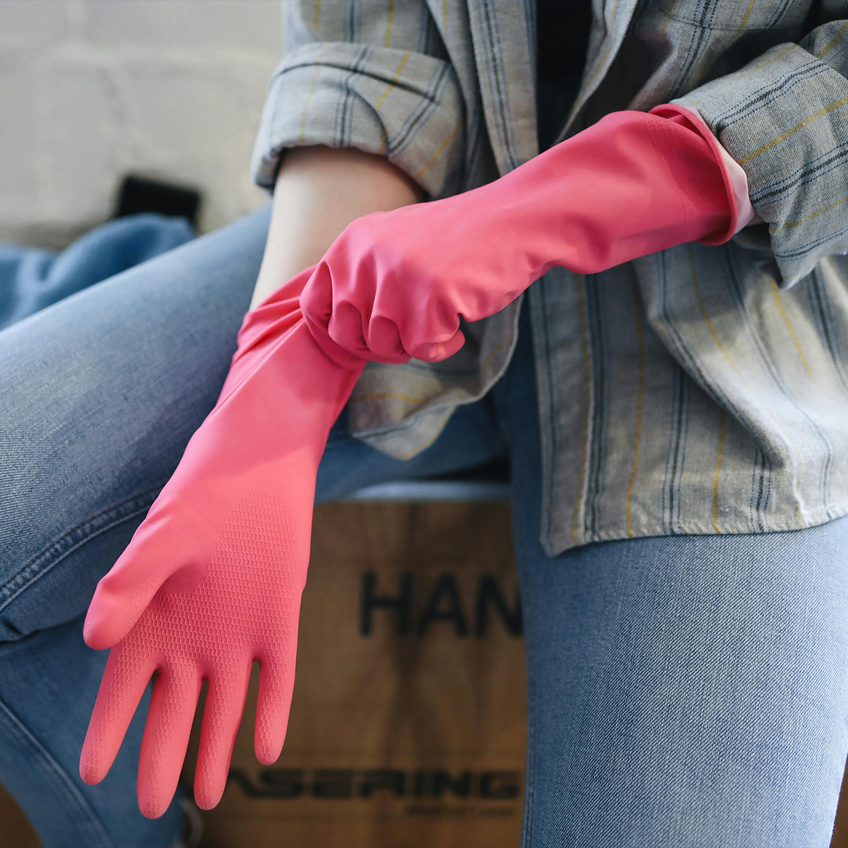 cleaning gloves to clean bong